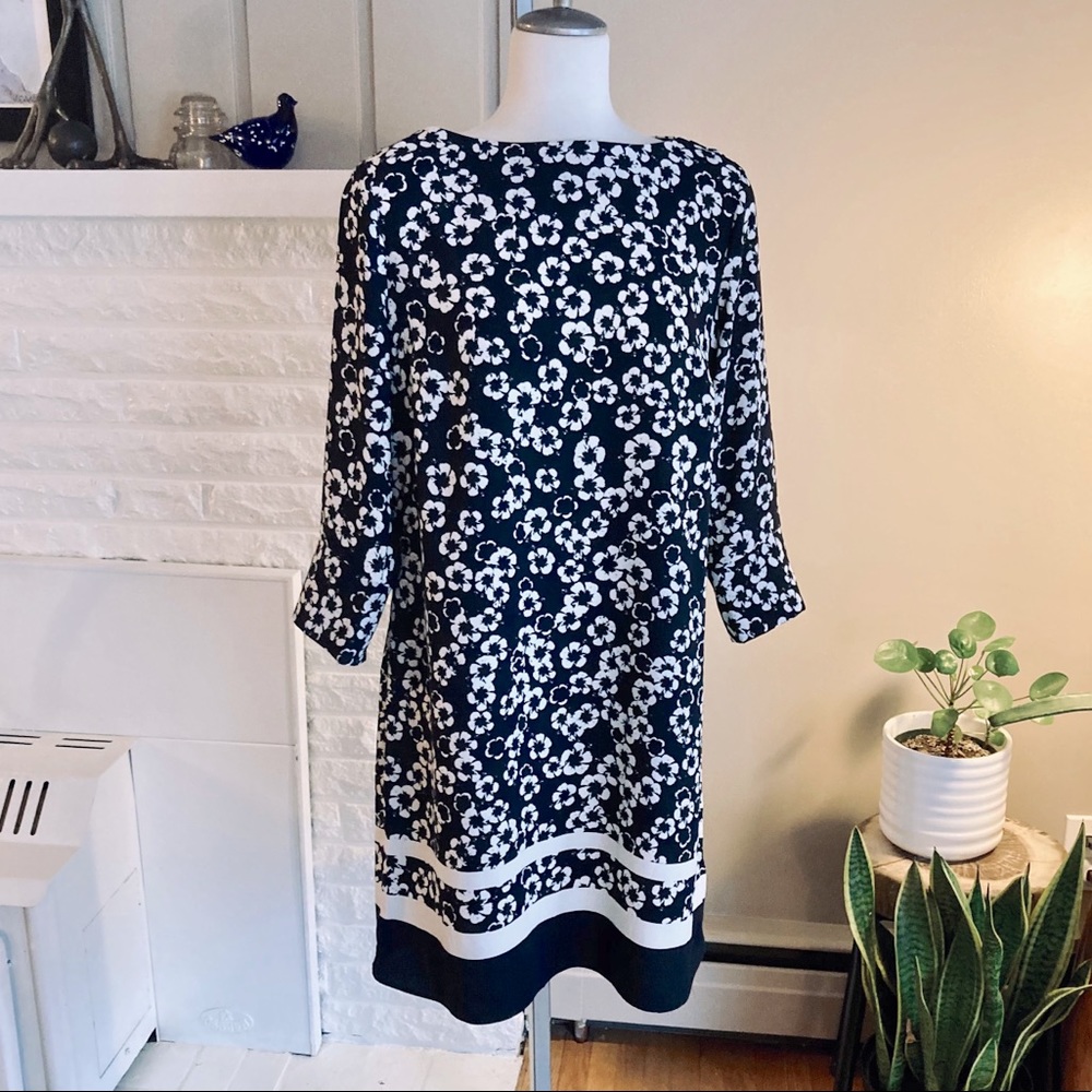 H&M Black & White Floral Sheath Dress